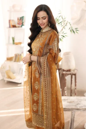 MGS-06_1_Custom_600x Luxury Mustard & Brown Embroidered Festive Lawn Suit – 3PC