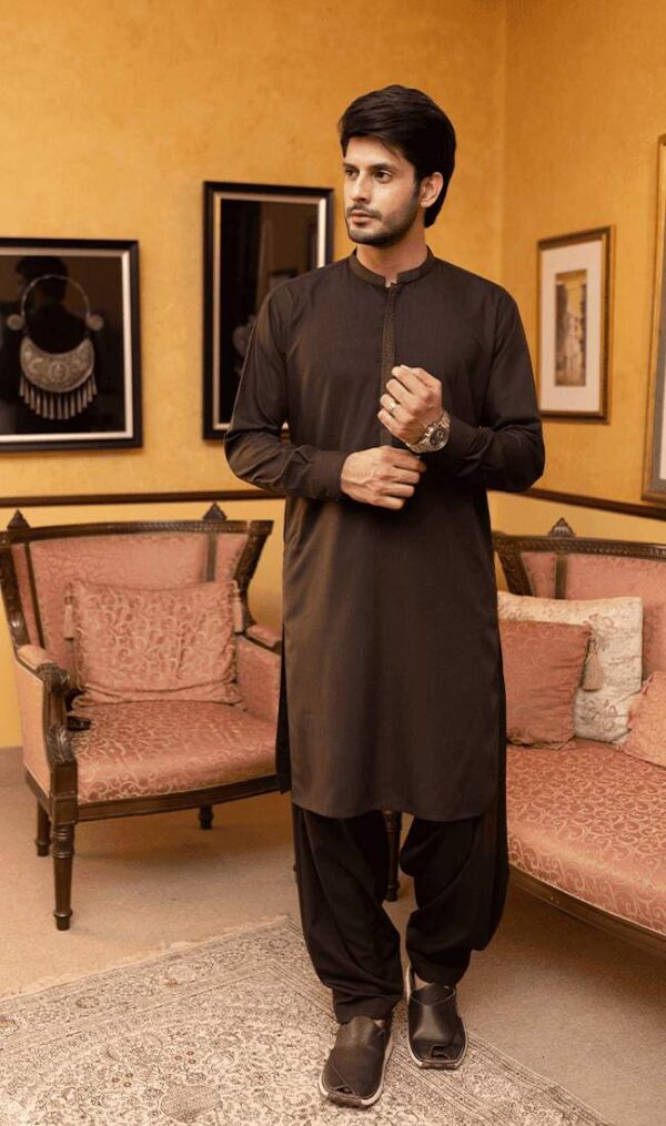 Men’s Dark Brown Kameez Shalwar | Traditional & Formal Wear 2025